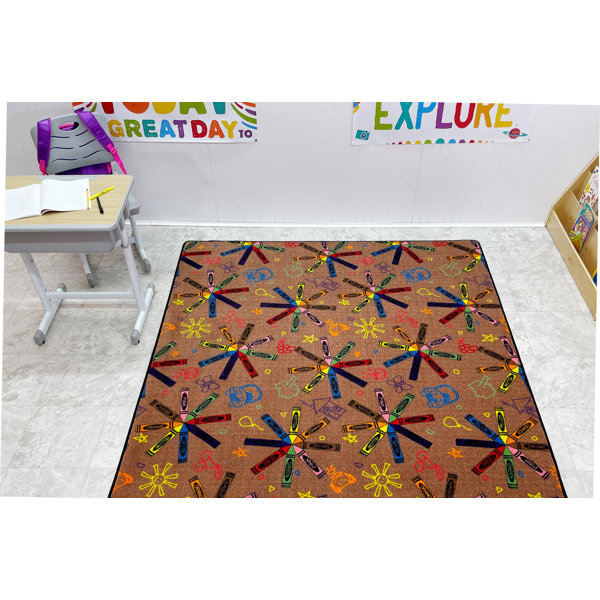 Kid Carpet Crayon Scribbles Childrens Yellow/Blue/Pink Area Rug Wayfair